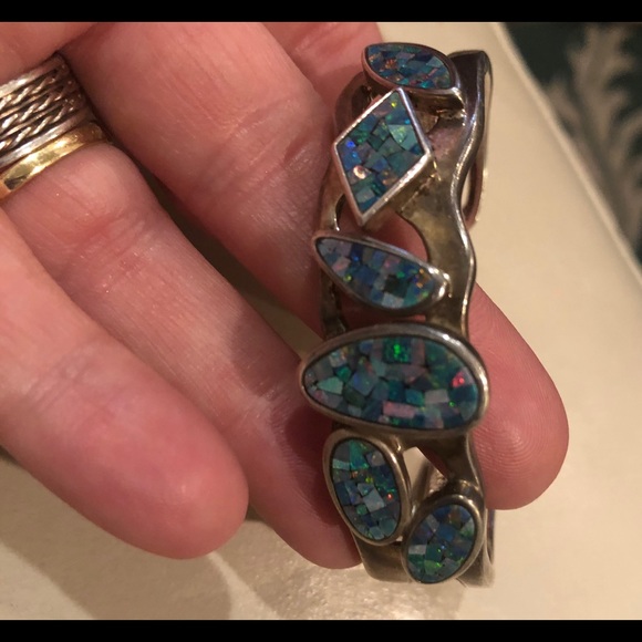 Vintage Opal sterling silver cuff - Picture 7 of 9